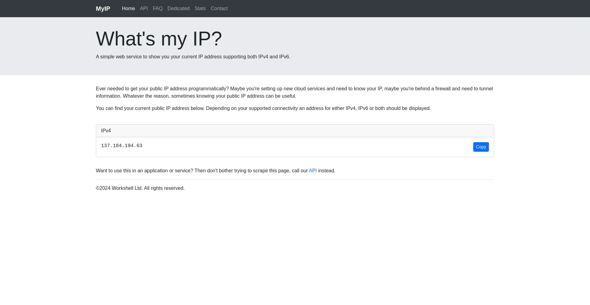 Screenshot of my-ip.io homepage