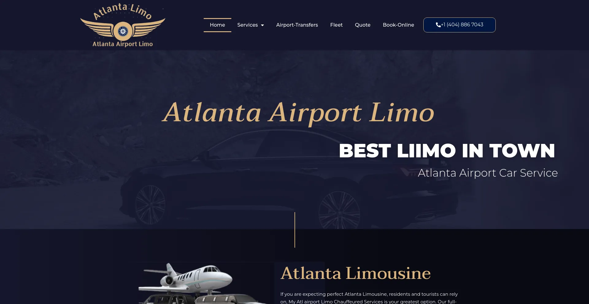 Screenshot of myatlairportlimo.com homepage