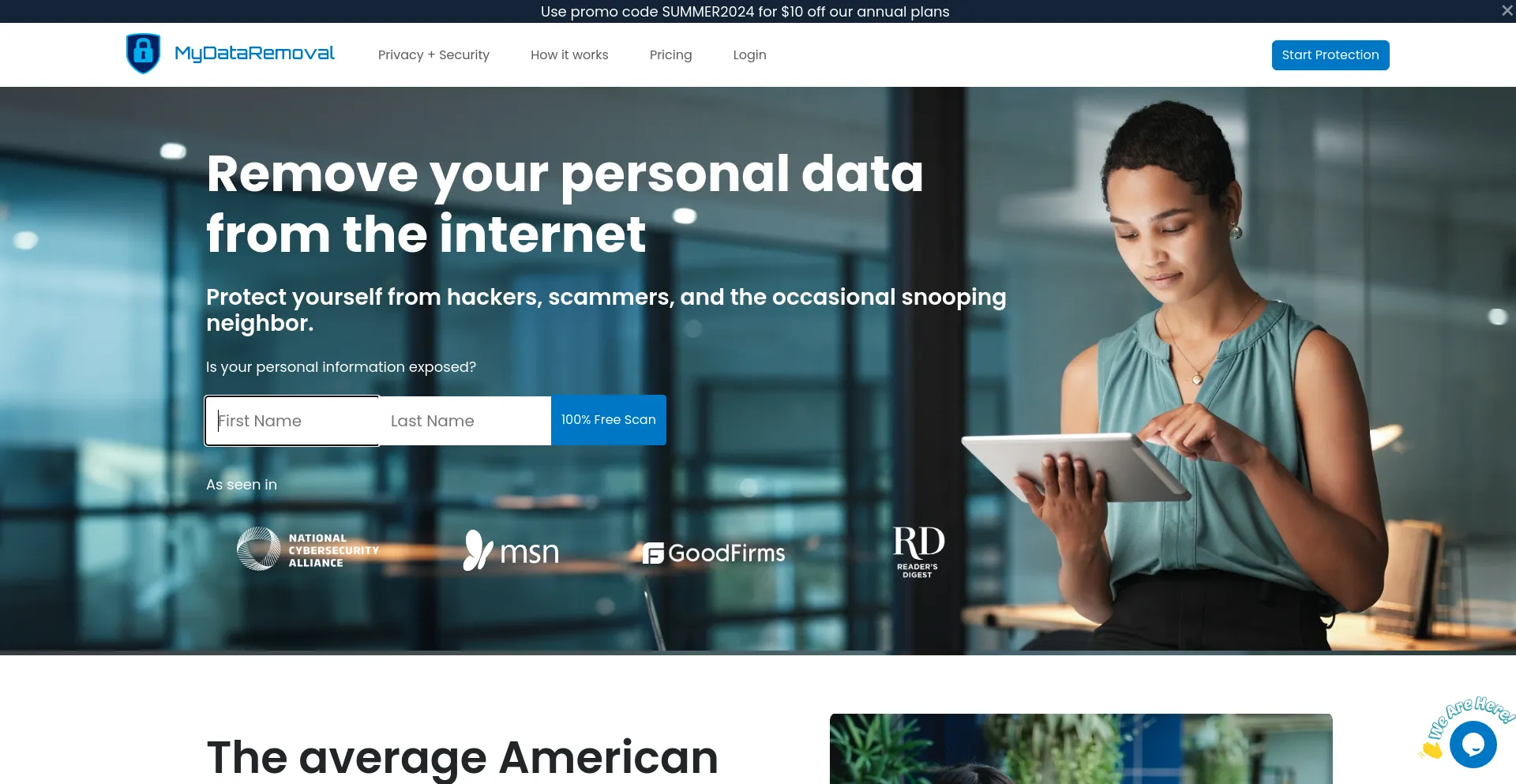 Screenshot of mydataremoval.com homepage