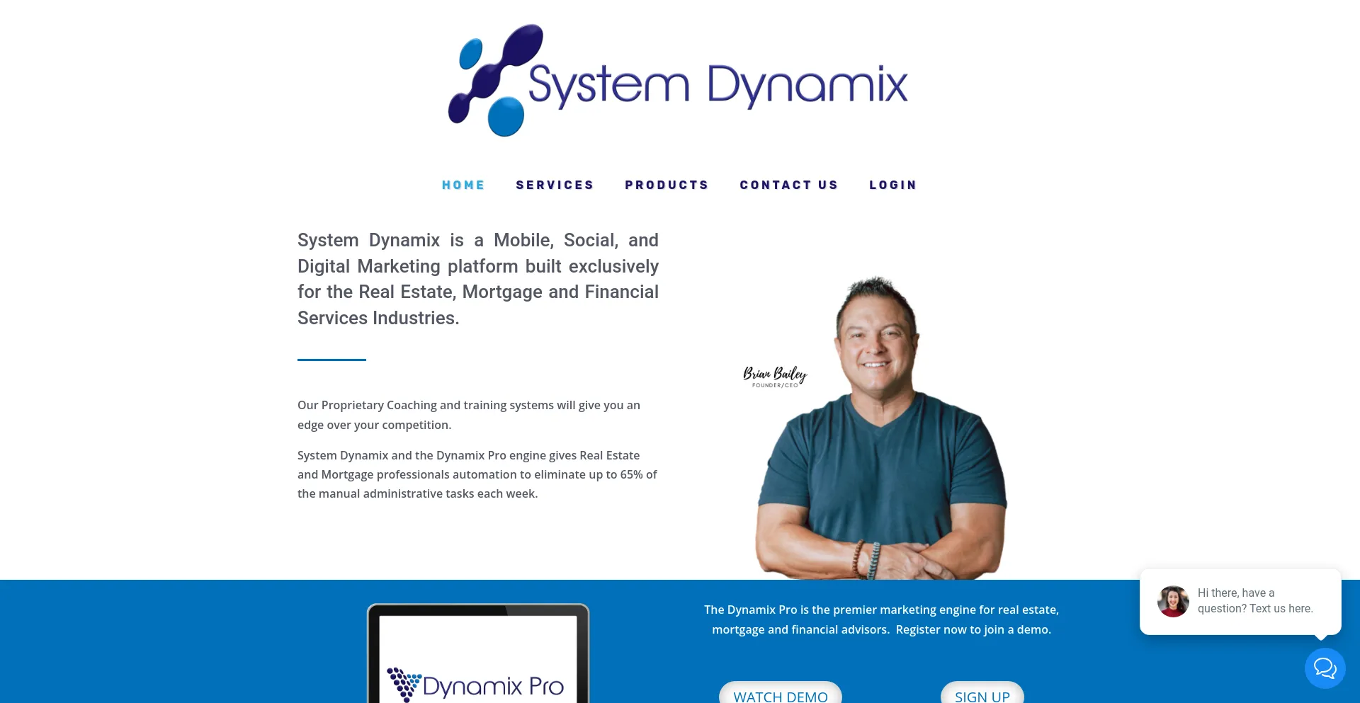 Screenshot of mydynamixpro.com homepage