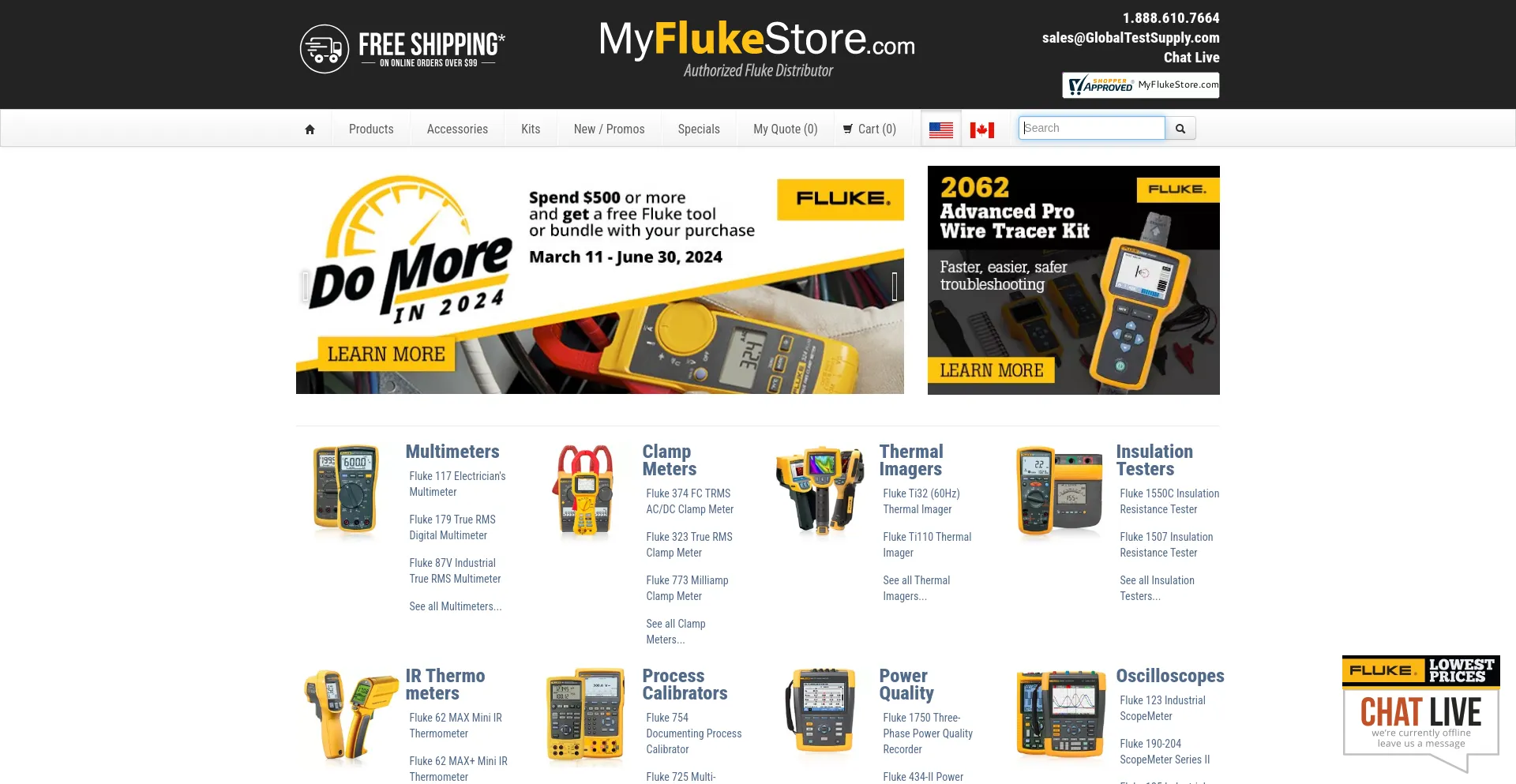 Screenshot of myflukestore.com homepage