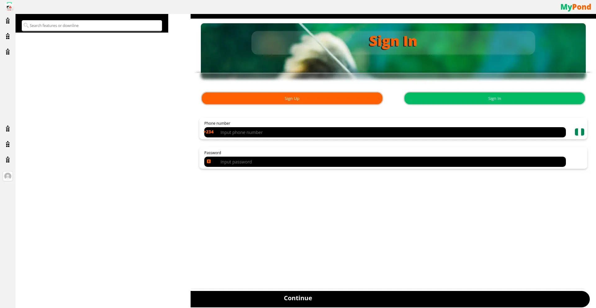 Screenshot of mypond.live homepage