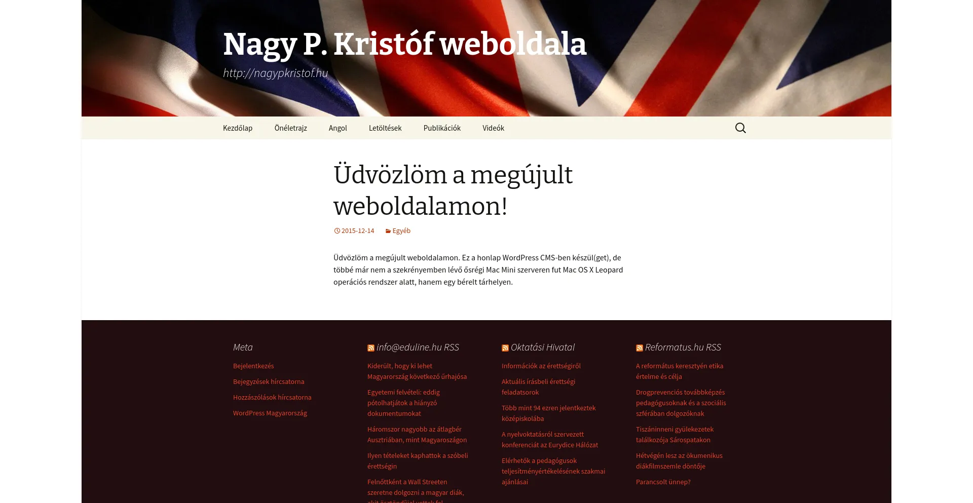 Screenshot of nagypkristof.hu homepage