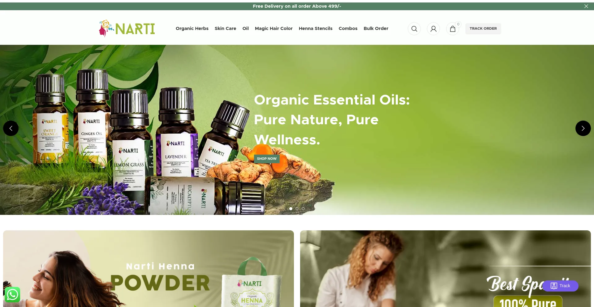 Screenshot of nartiherbs.com homepage