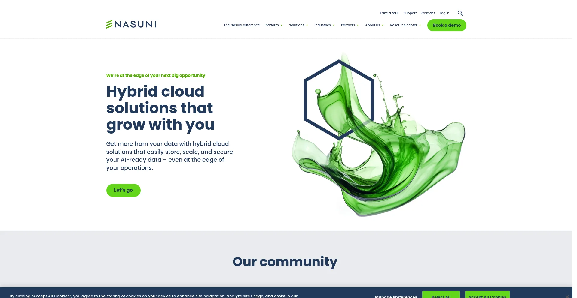 Screenshot of nasuni.com homepage