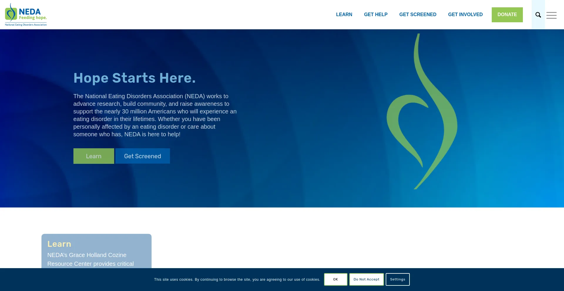 Screenshot of nationaleatingdisorders.org homepage