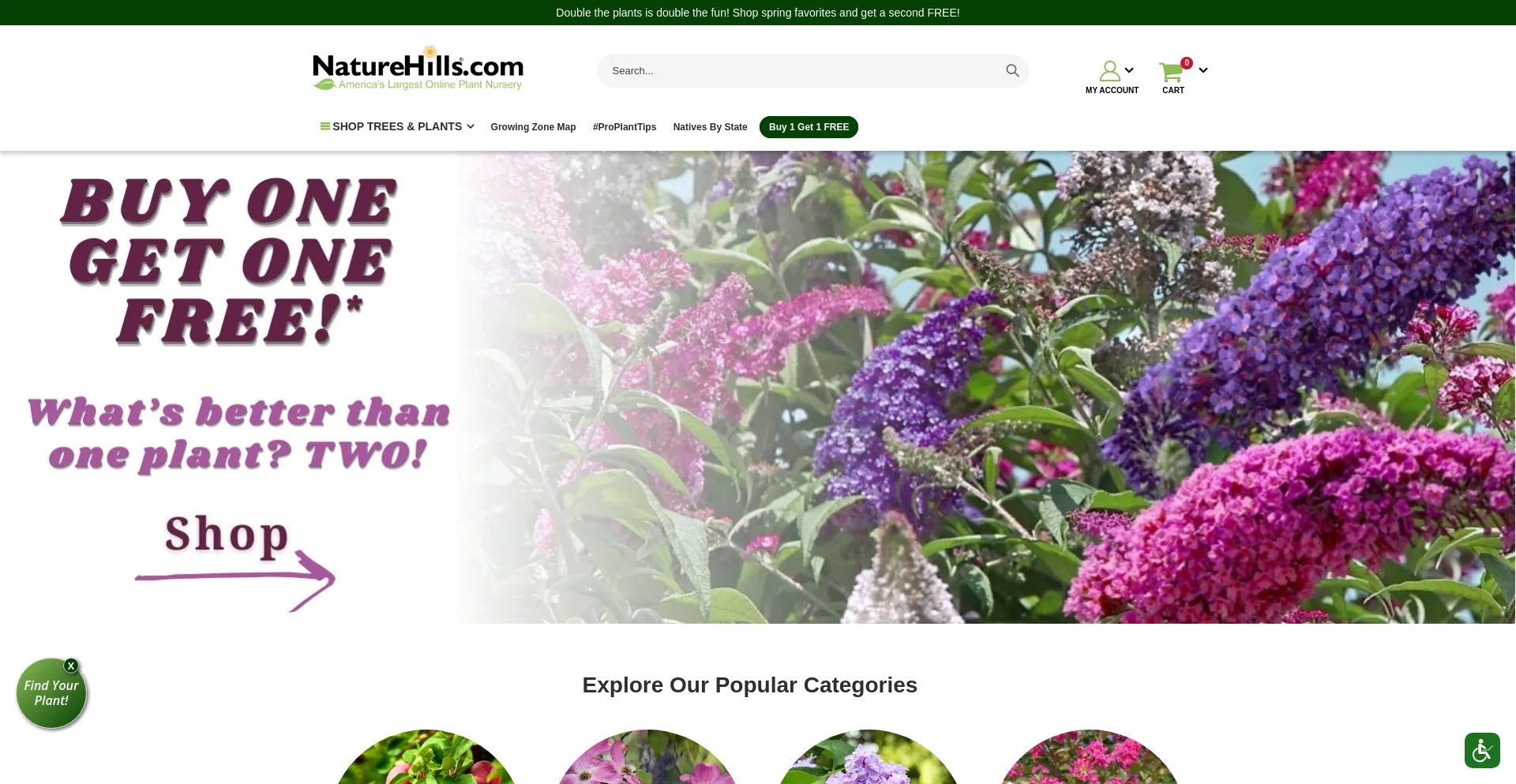 Screenshot of naturehills.com homepage