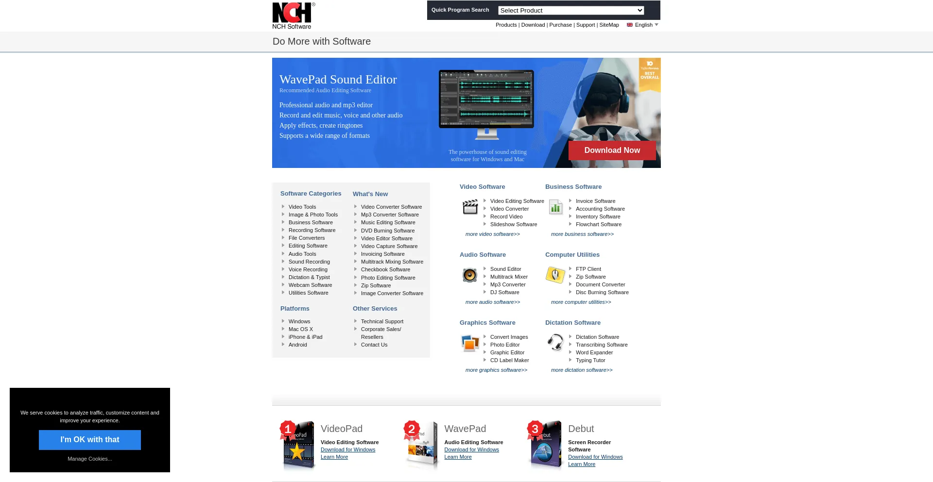 Screenshot of nchsoftware.com homepage