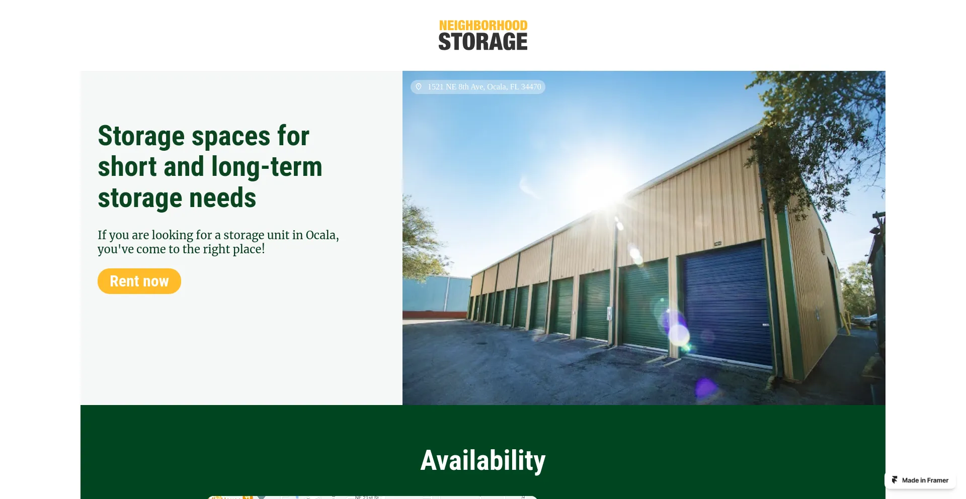 Screenshot of neighborhoodstorage.com homepage