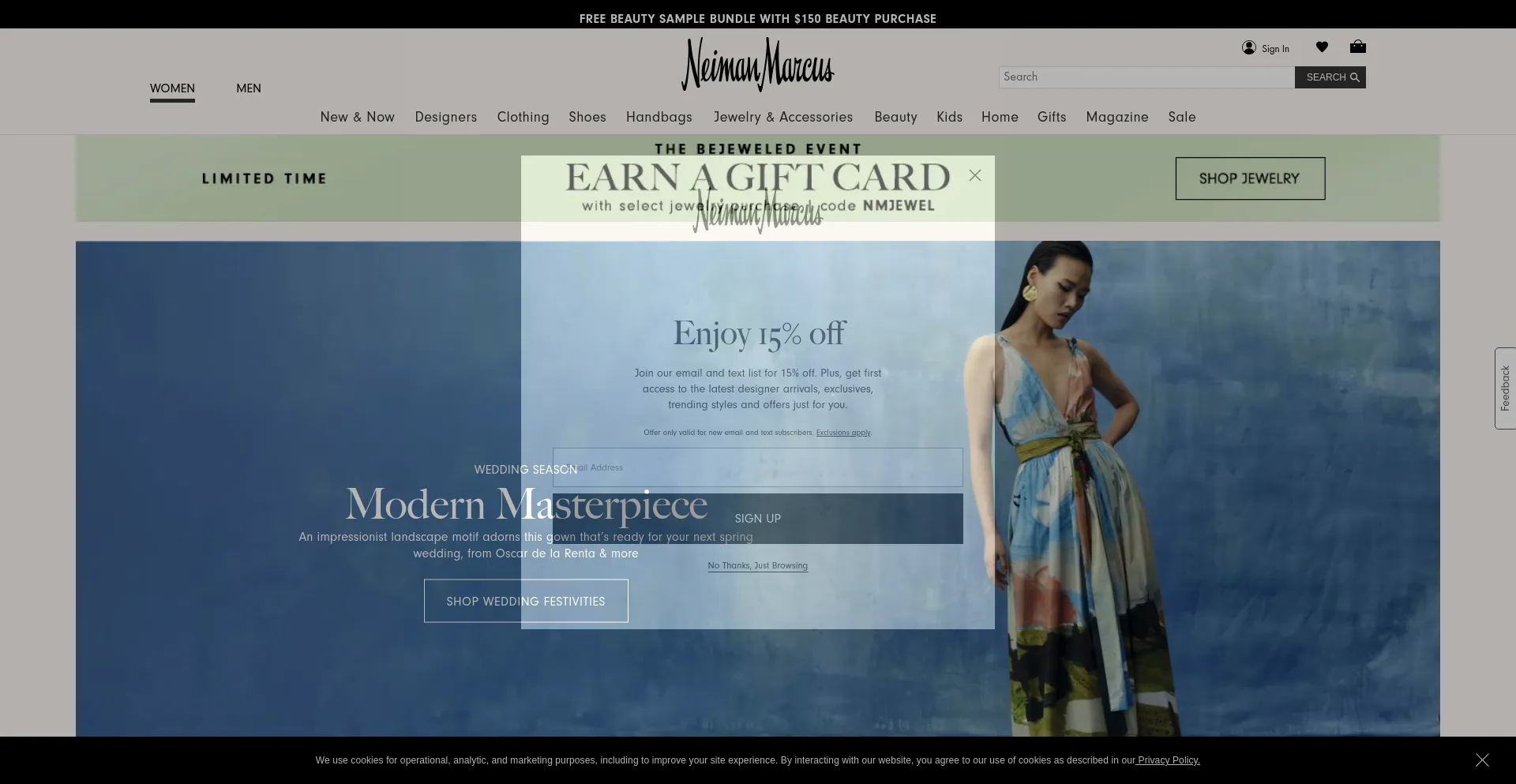 Screenshot of neimanmarcus.com homepage