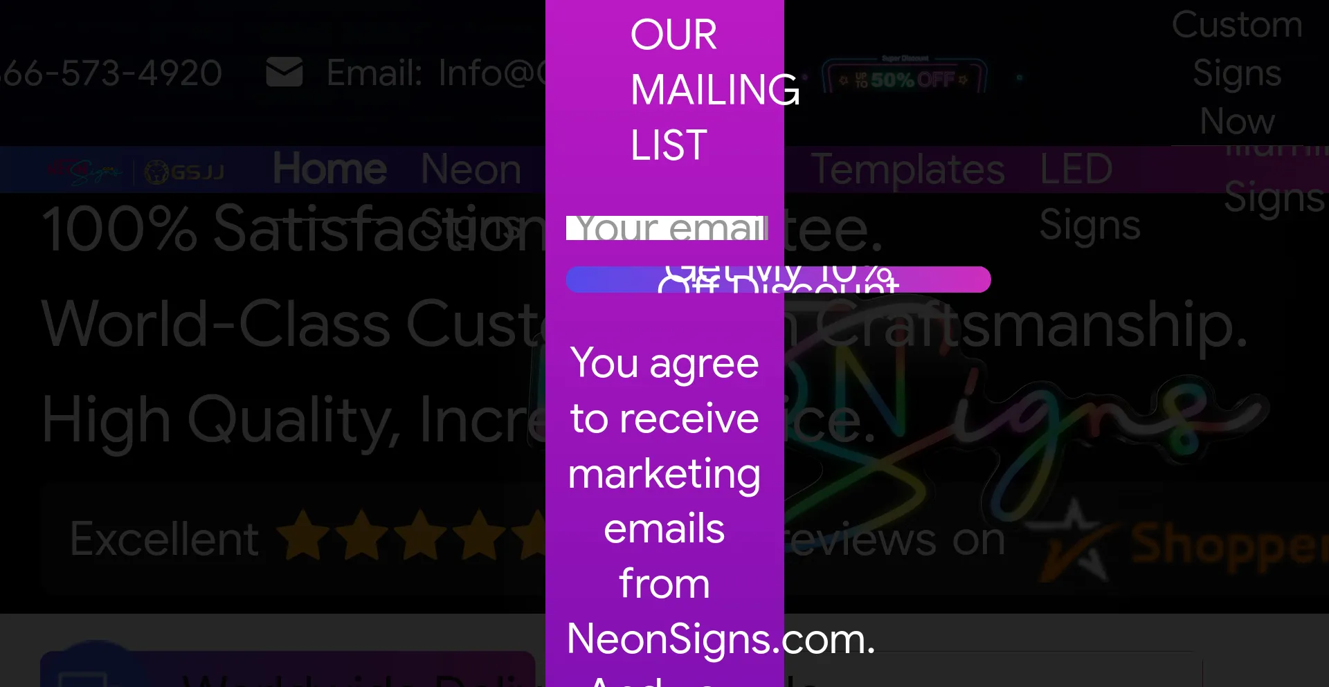 Screenshot of neonsigns.com homepage