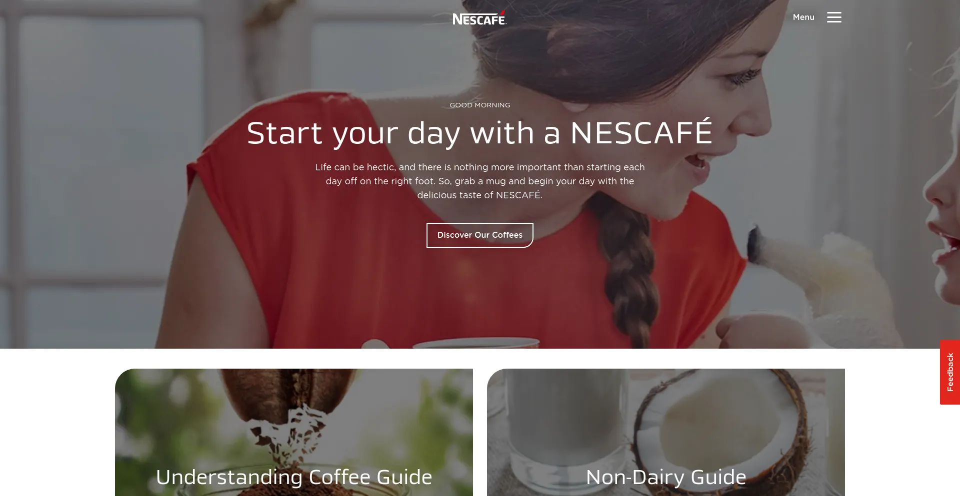 Screenshot of nescafe.com homepage