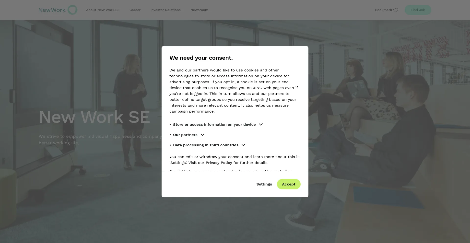 Screenshot of new-work.se homepage