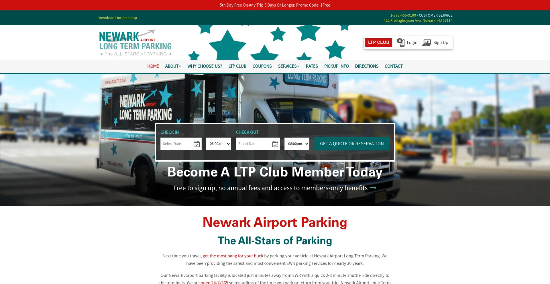 Screenshot of newarklongtermparking.com homepage