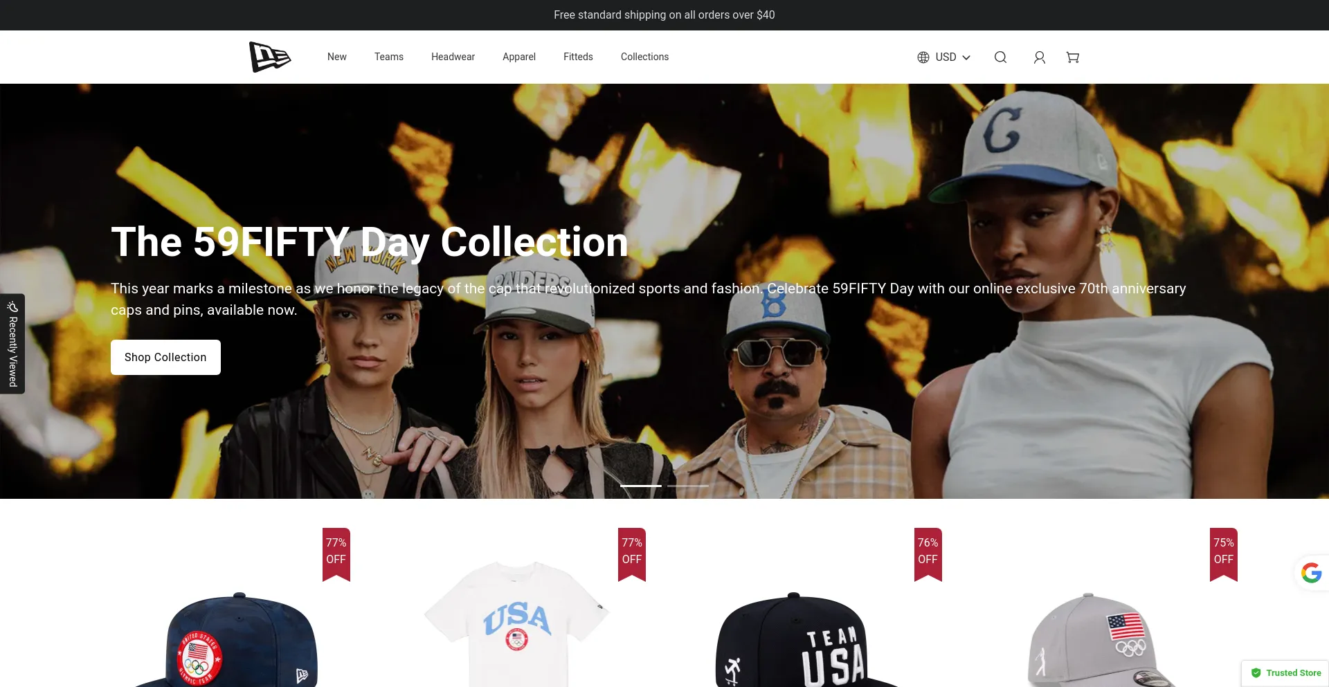 Screenshot of neweraoutlet.shop homepage