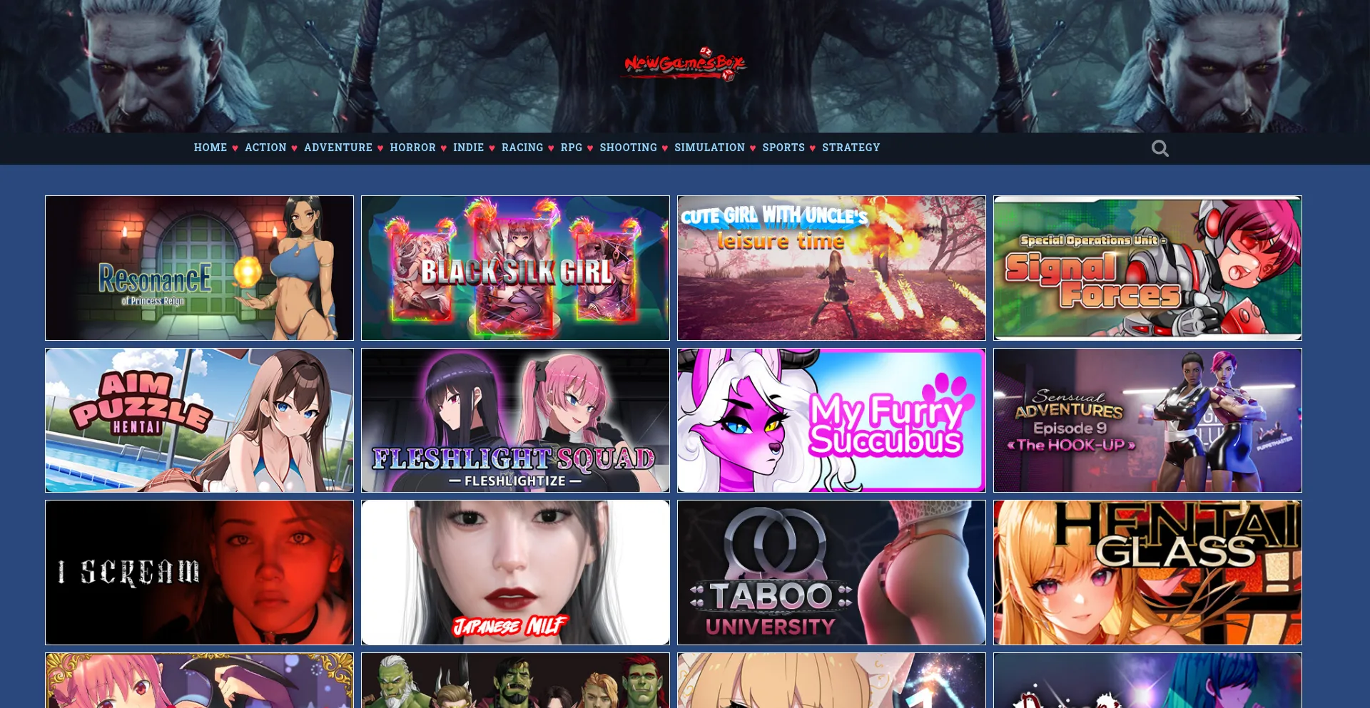 Screenshot of newgamesbox.com homepage