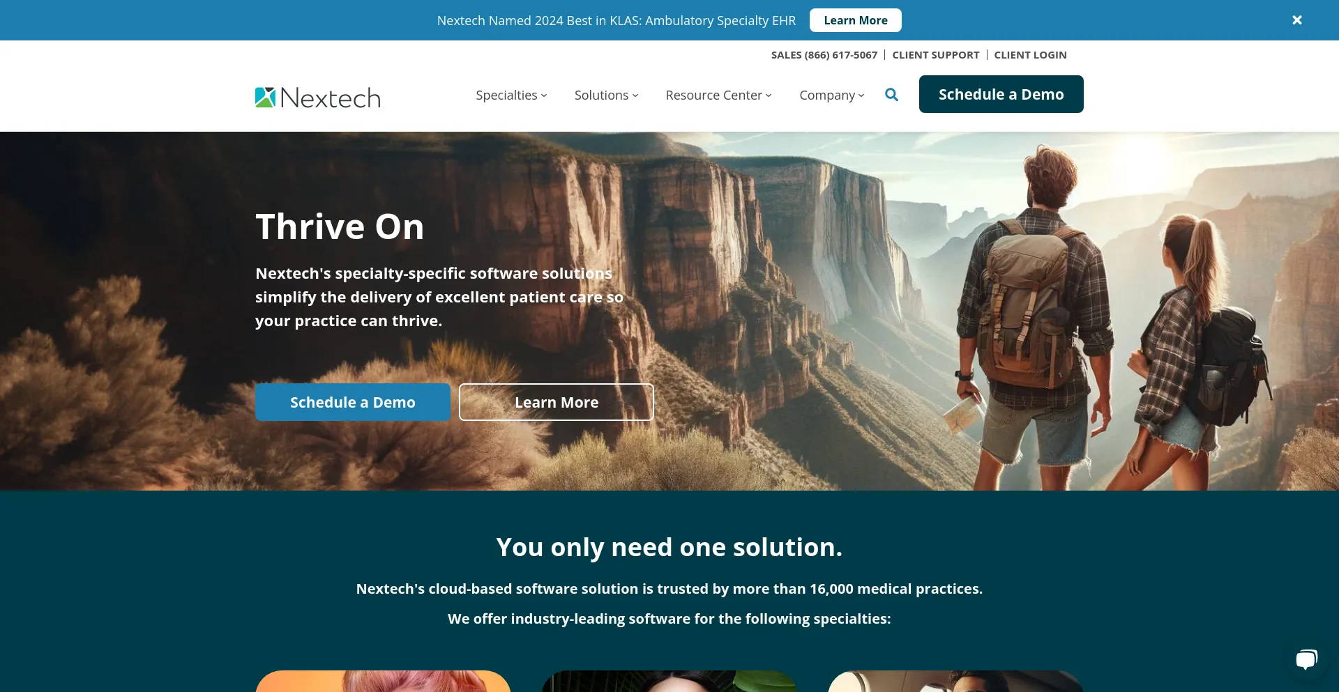 Screenshot of nextech.com homepage