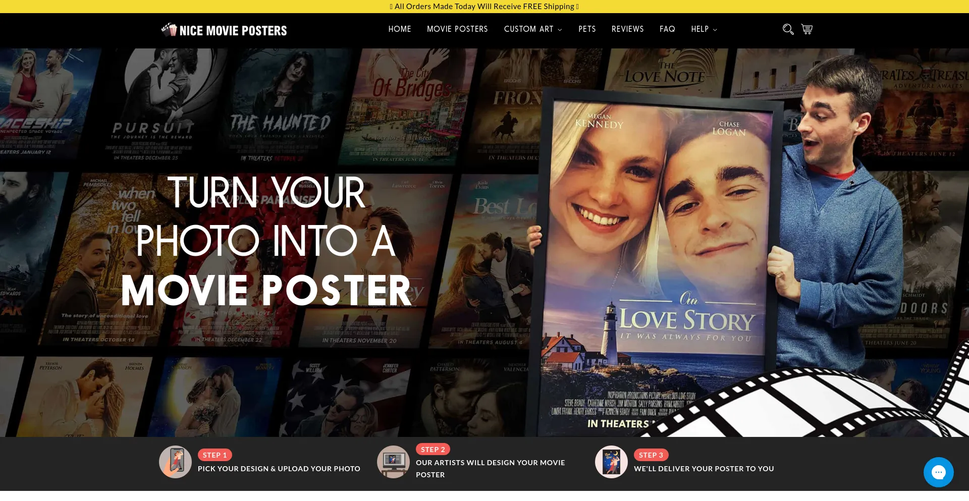 Screenshot of nicemovieposters.com homepage