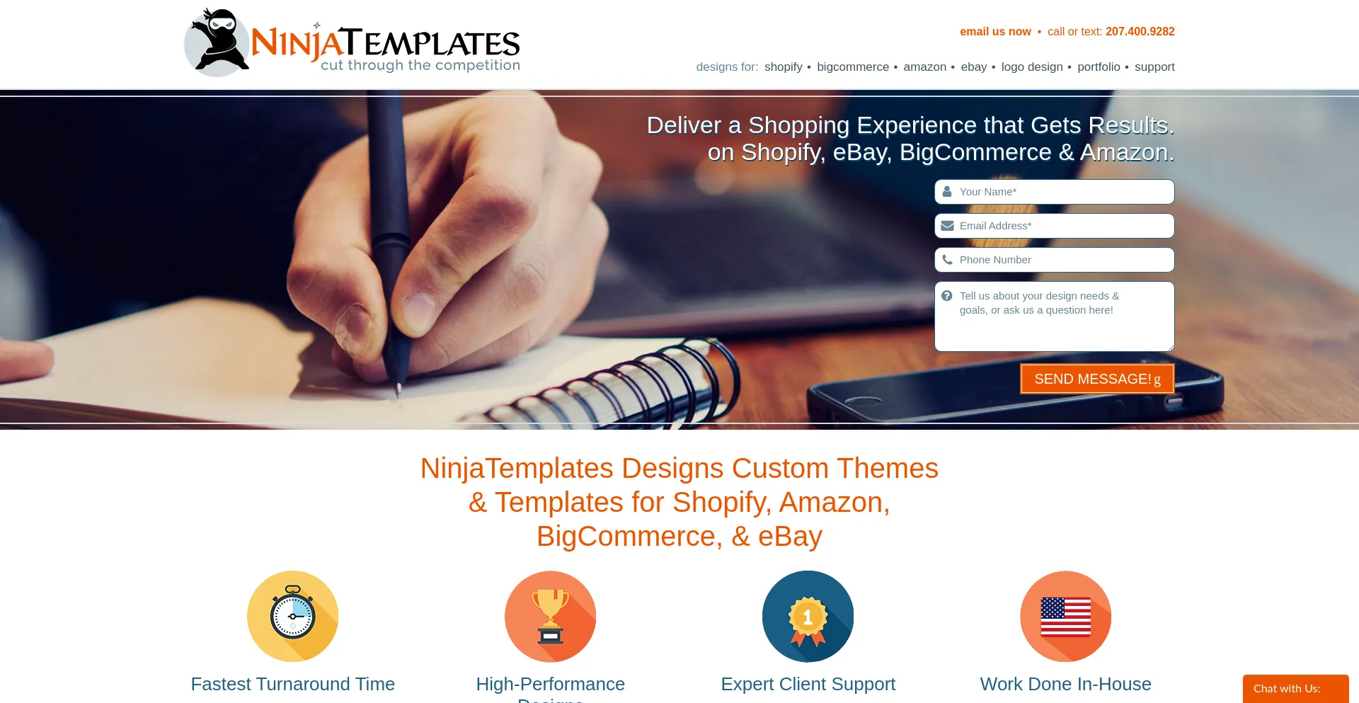 Screenshot of ninjatemplates.com homepage