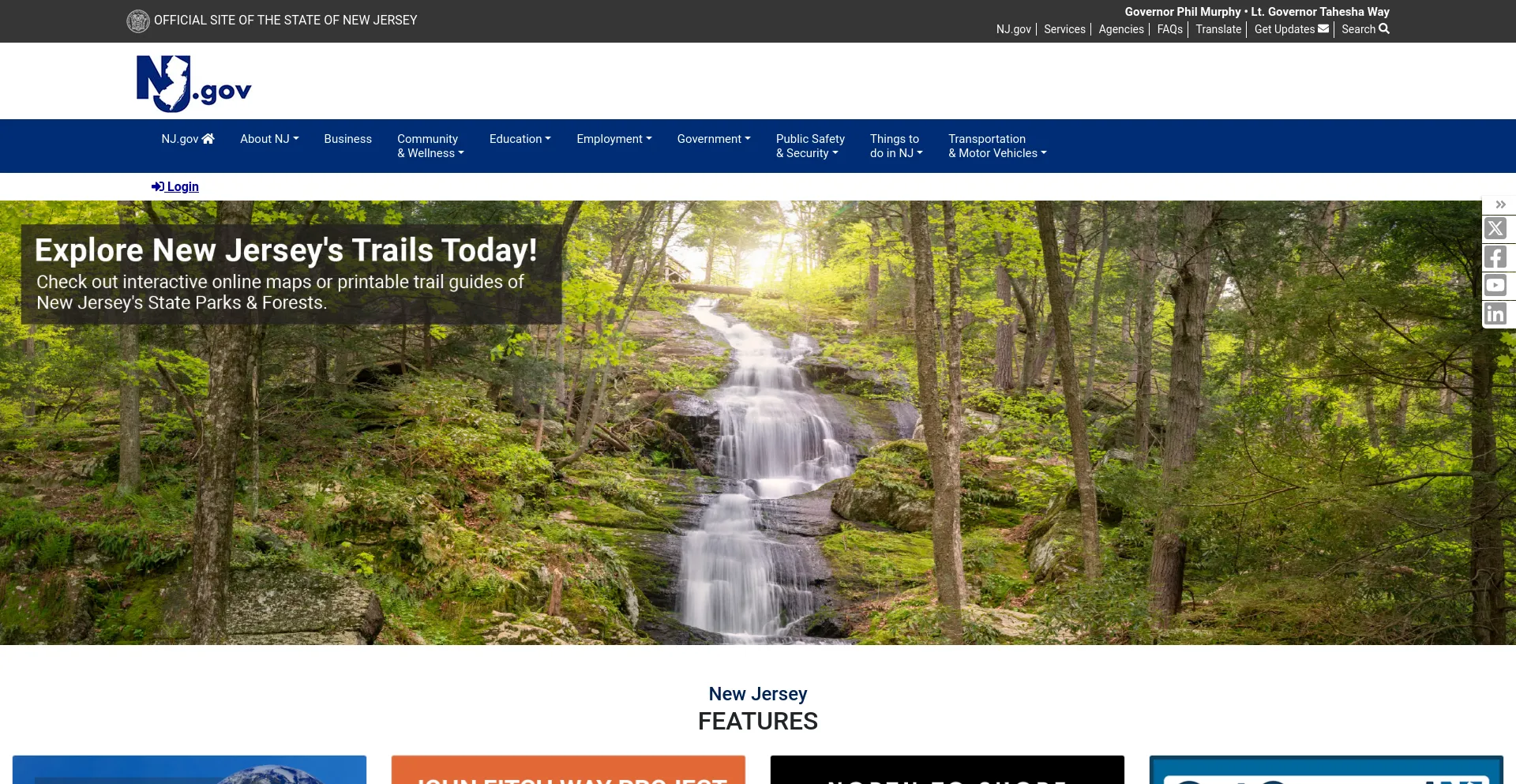 Screenshot of nj.gov homepage