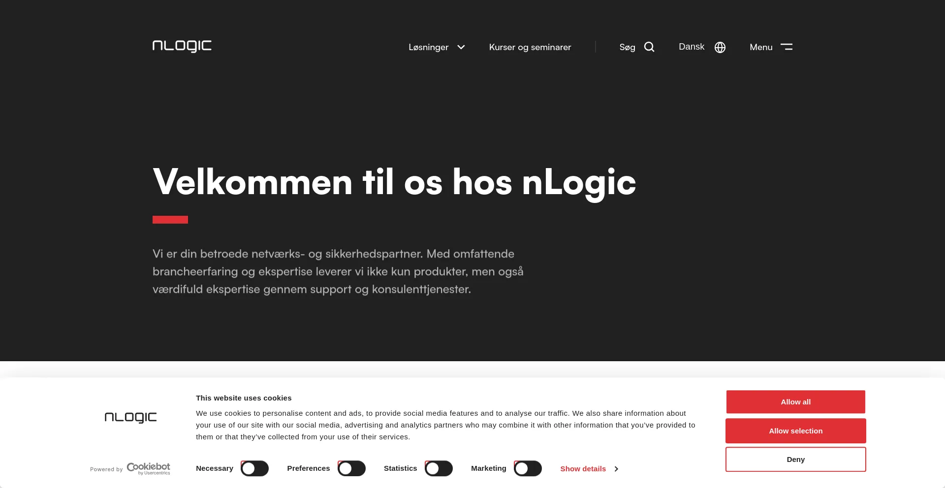 Screenshot of nlogic.dk homepage