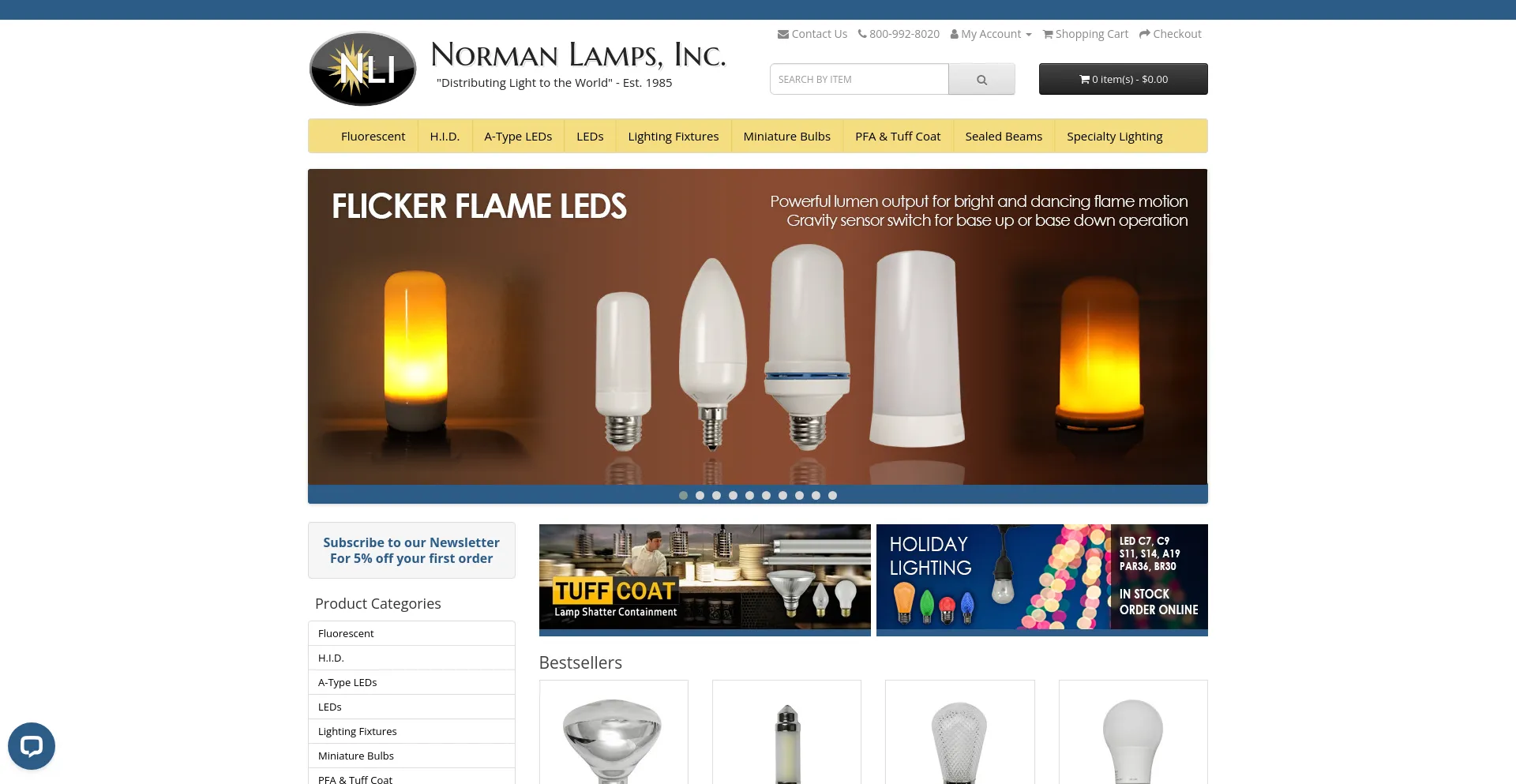 Screenshot of normanlamps.com homepage