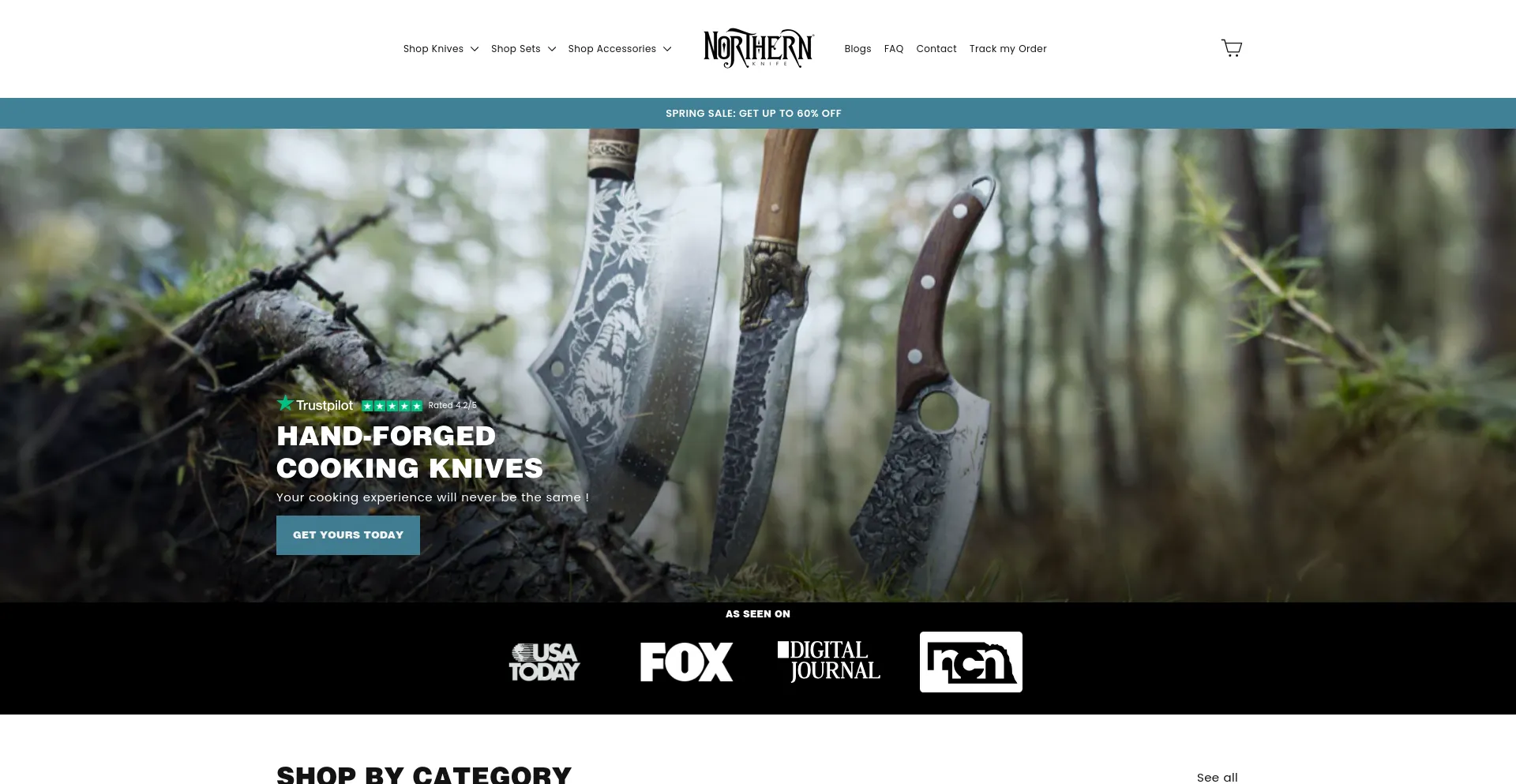 Screenshot of northernknife.com homepage