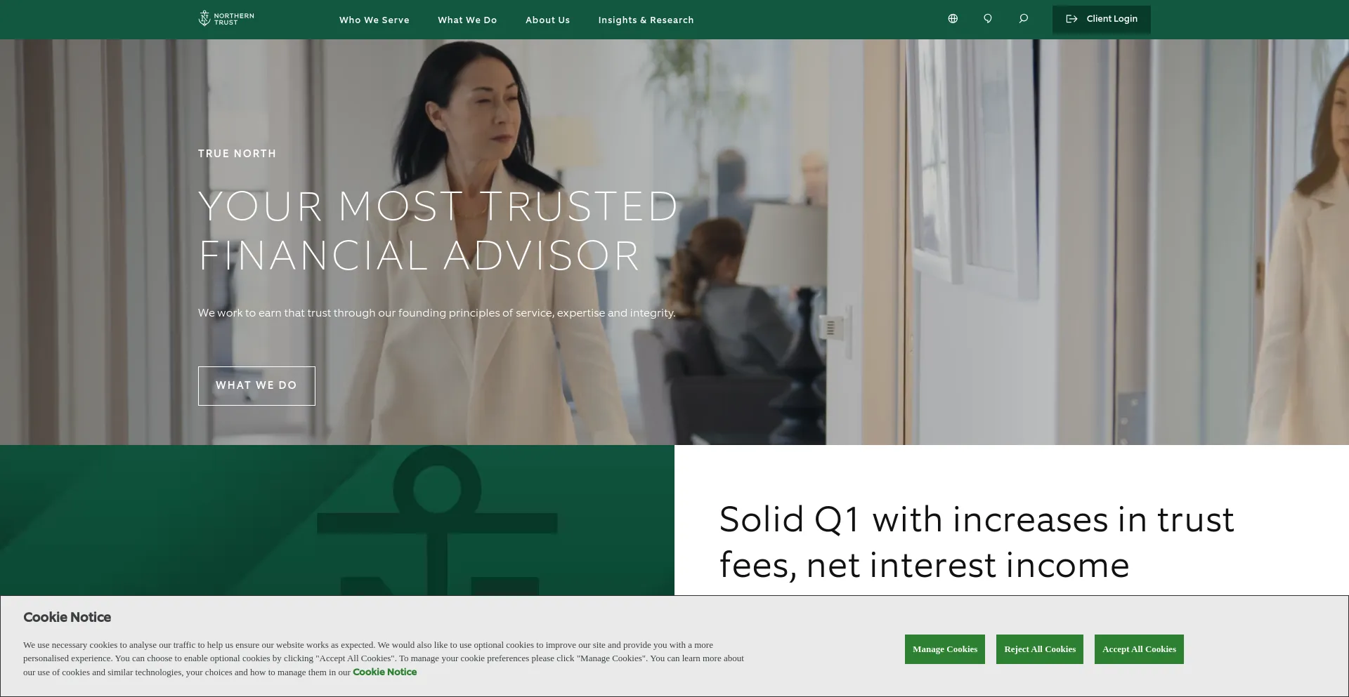 Screenshot of northerntrust.com homepage