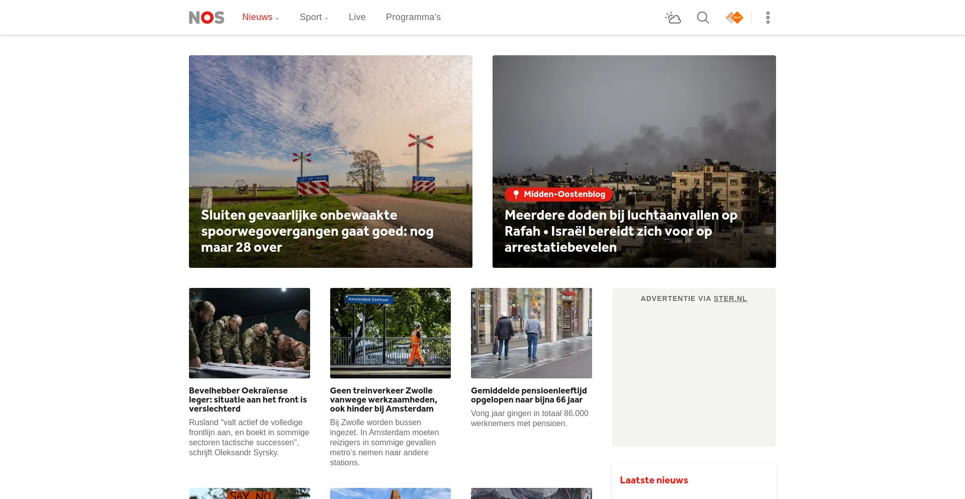 Screenshot of nos.nl homepage