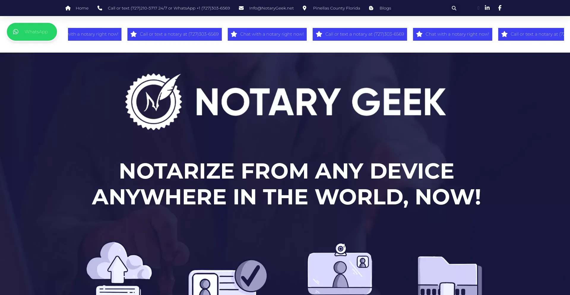 Screenshot of notarygeek.net homepage