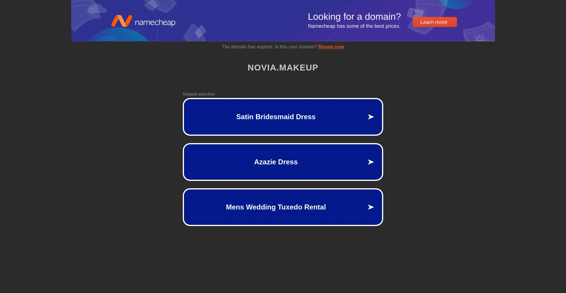 Screenshot of novia.makeup homepage