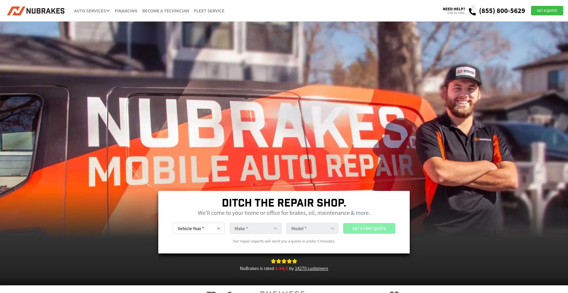 Screenshot of nubrakes.com homepage