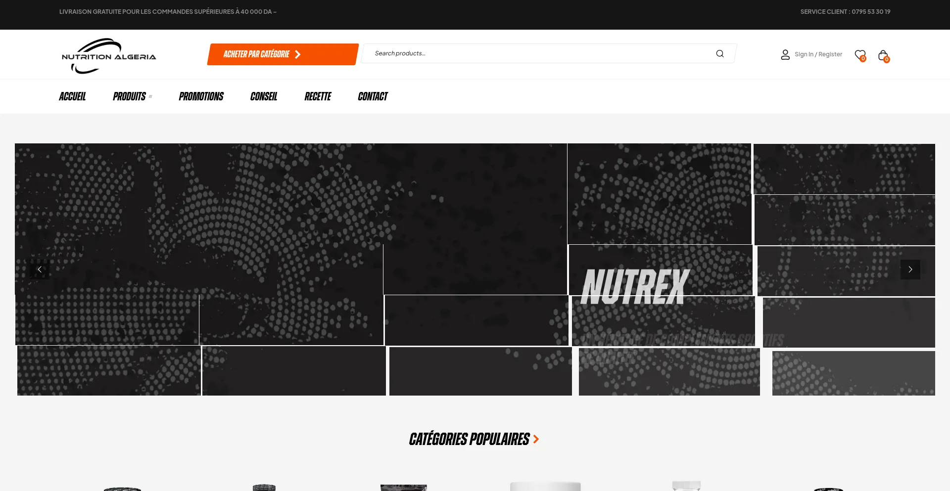 Screenshot of nutritiondz.com homepage