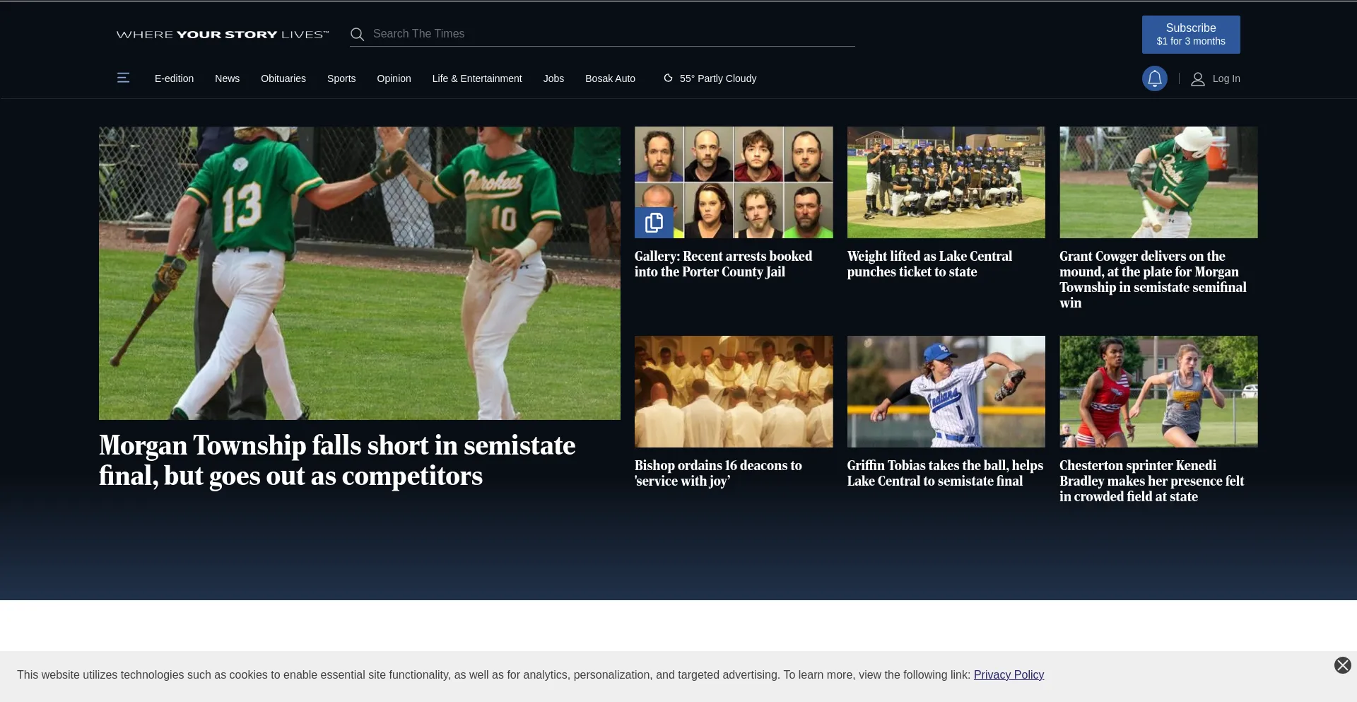 Screenshot of nwitimes.com homepage