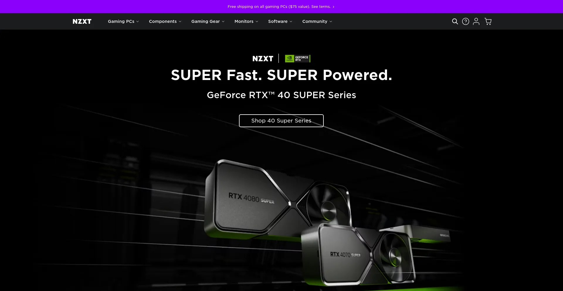 Screenshot of nzxt.com homepage