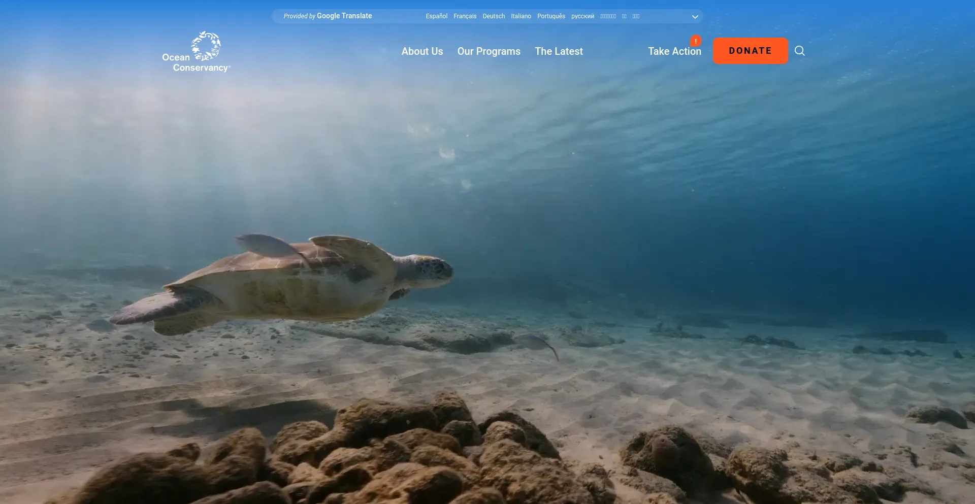 Screenshot of oceanconservancy.org homepage