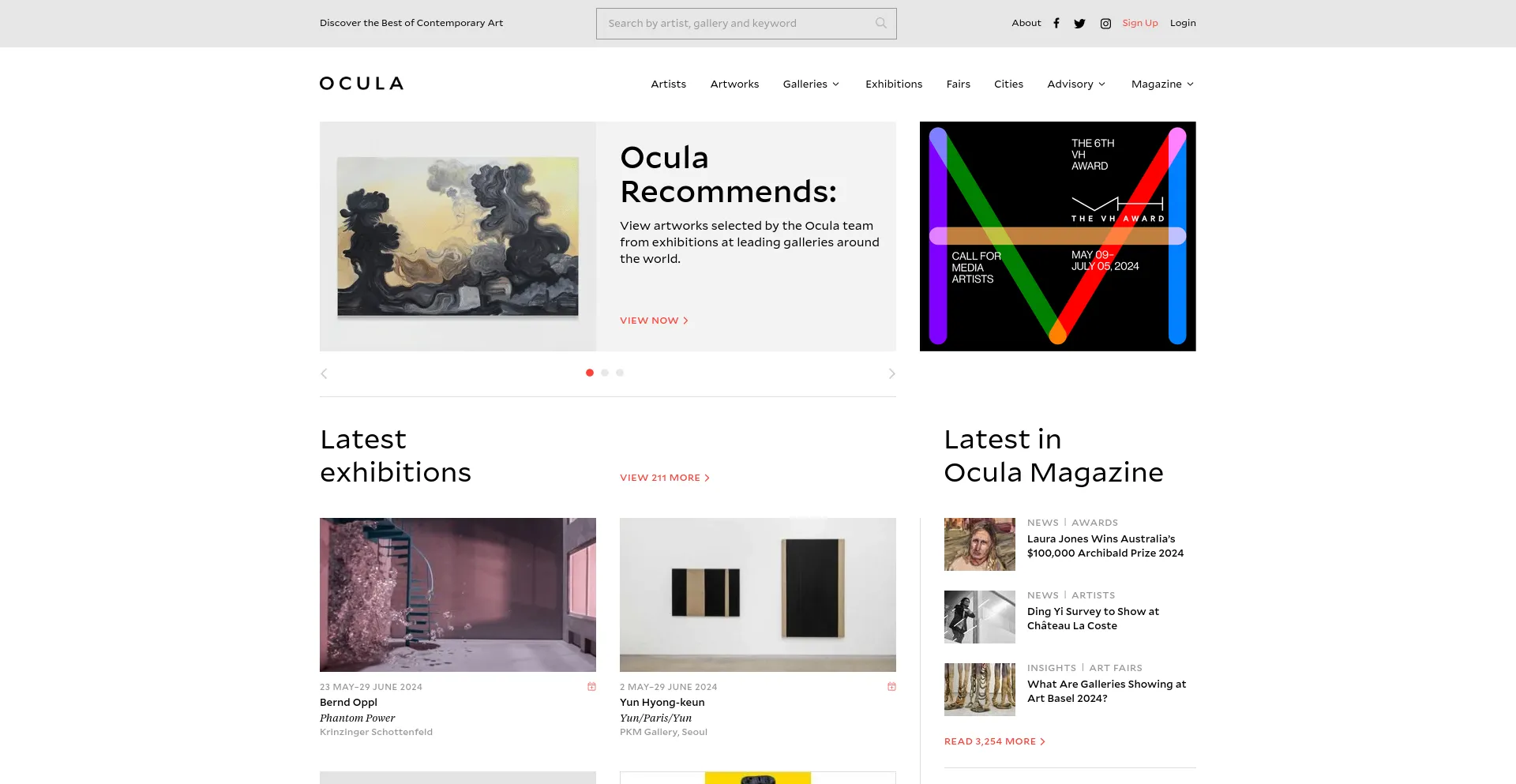 Screenshot of ocula.com homepage