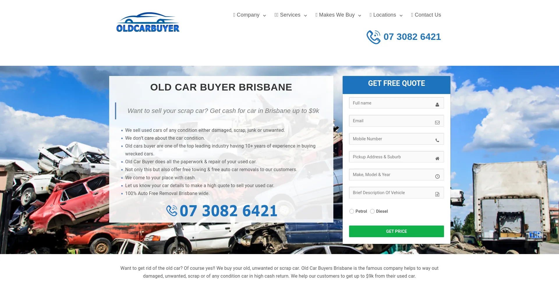 Screenshot of oldcarbuyer.com.au homepage