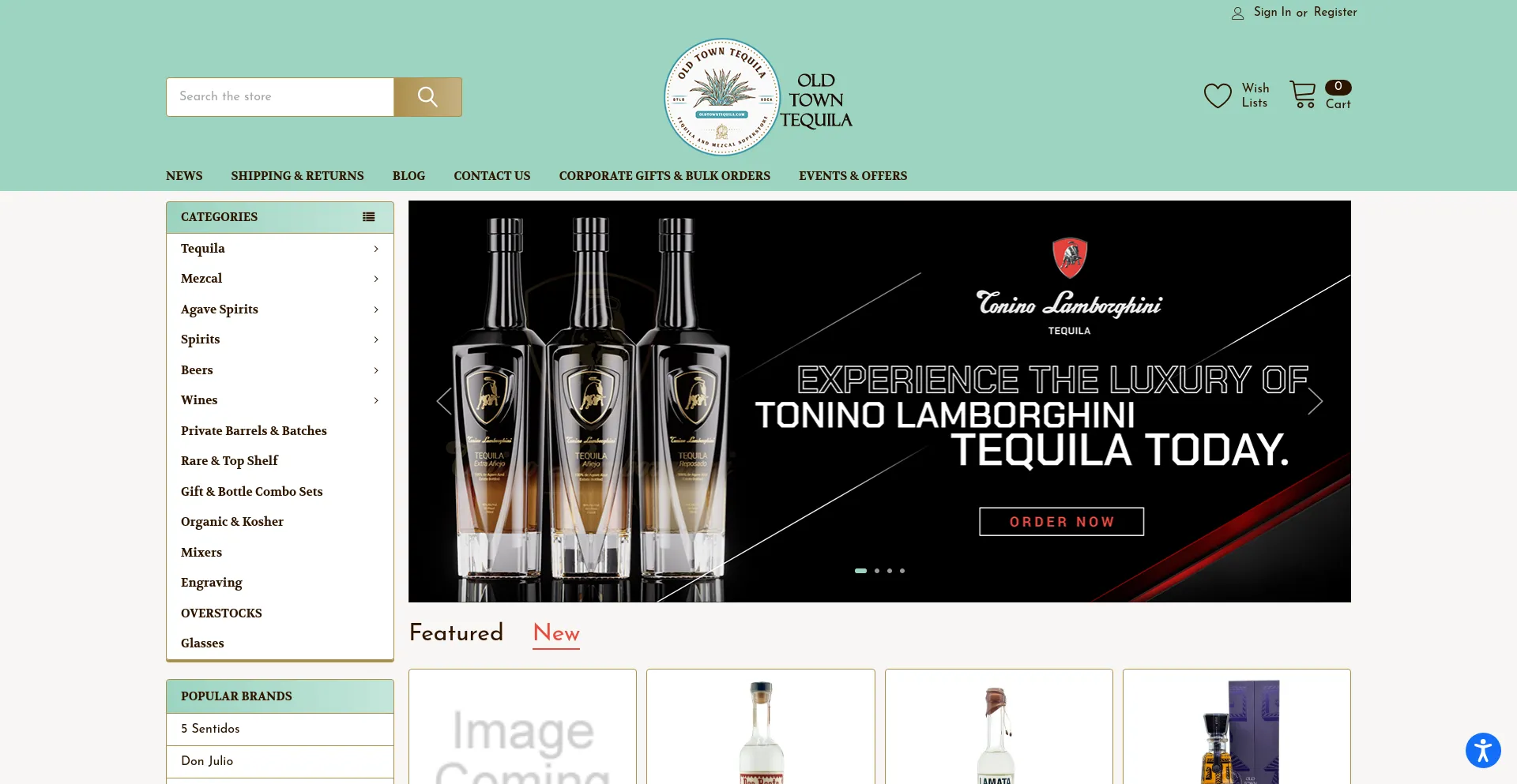 Screenshot of oldtowntequila.com homepage