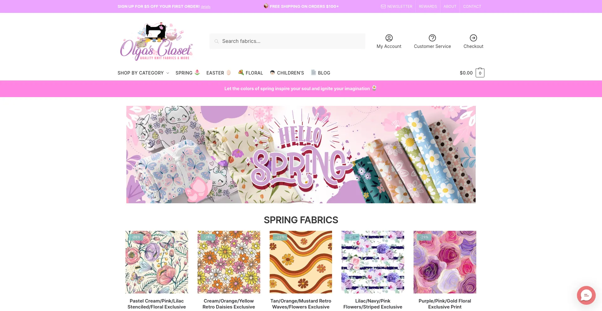 Screenshot of olgascloset.com homepage