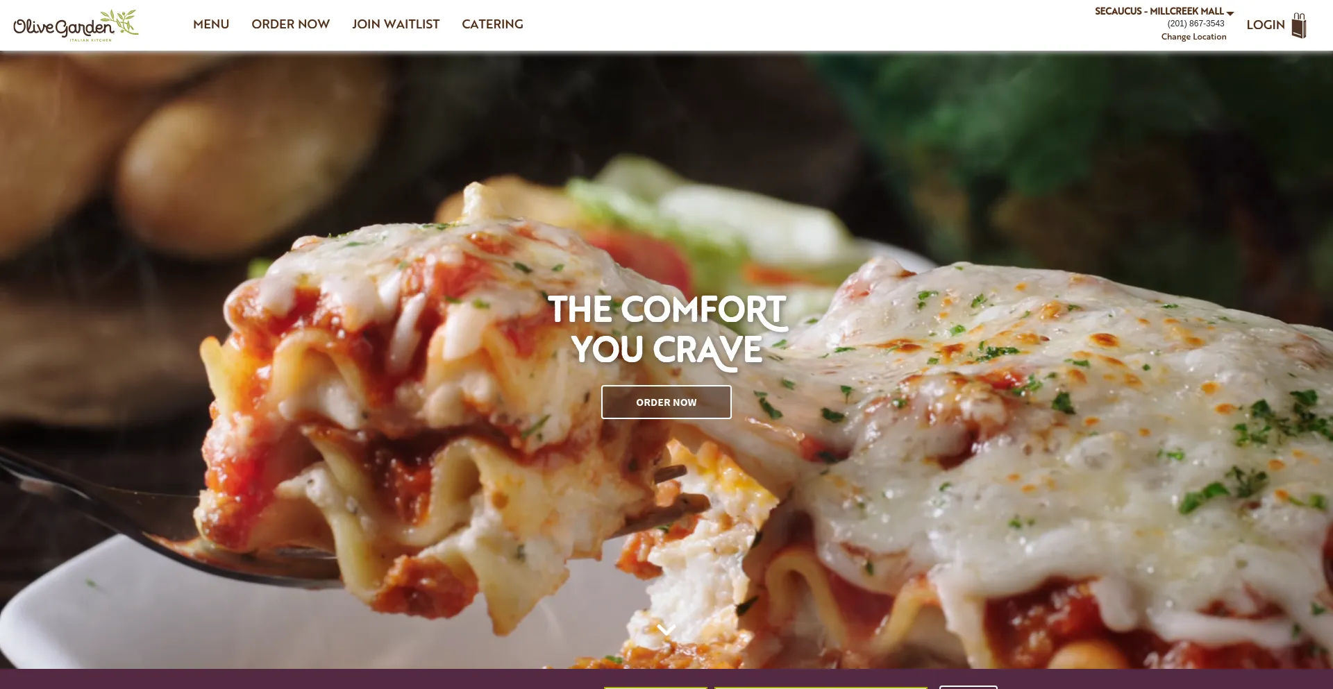 Screenshot of olivegarden.com homepage