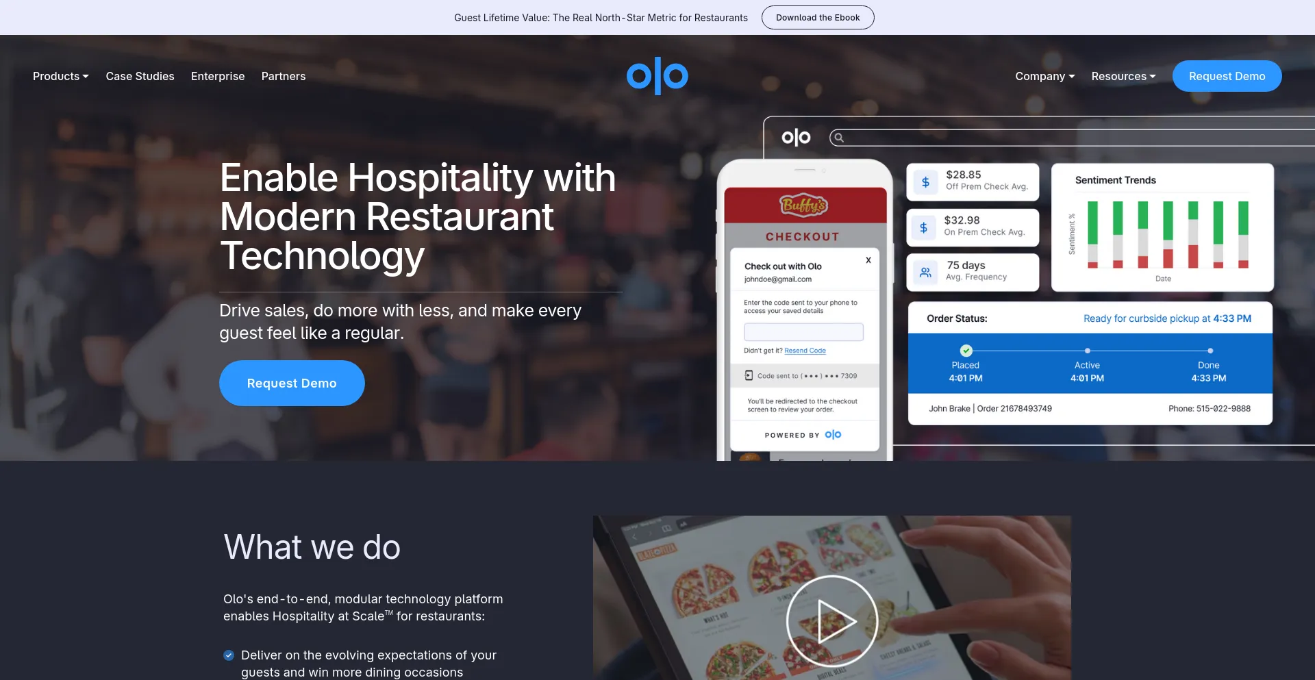 Screenshot of olo.com homepage