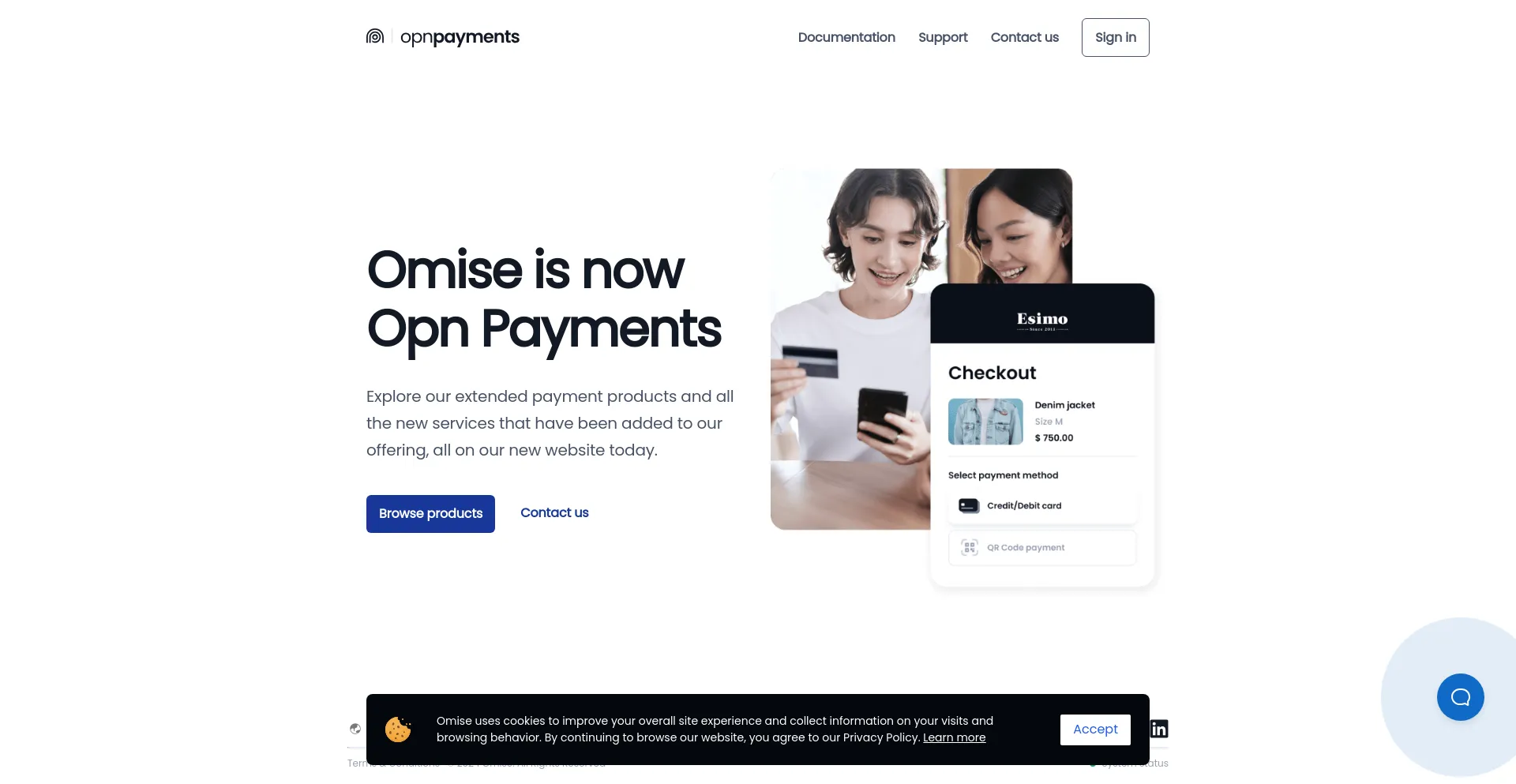 Screenshot of omise.co homepage