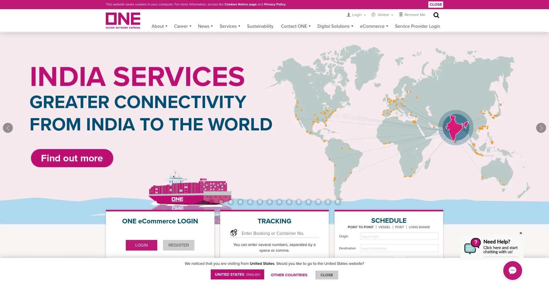 Screenshot of one-line.com homepage