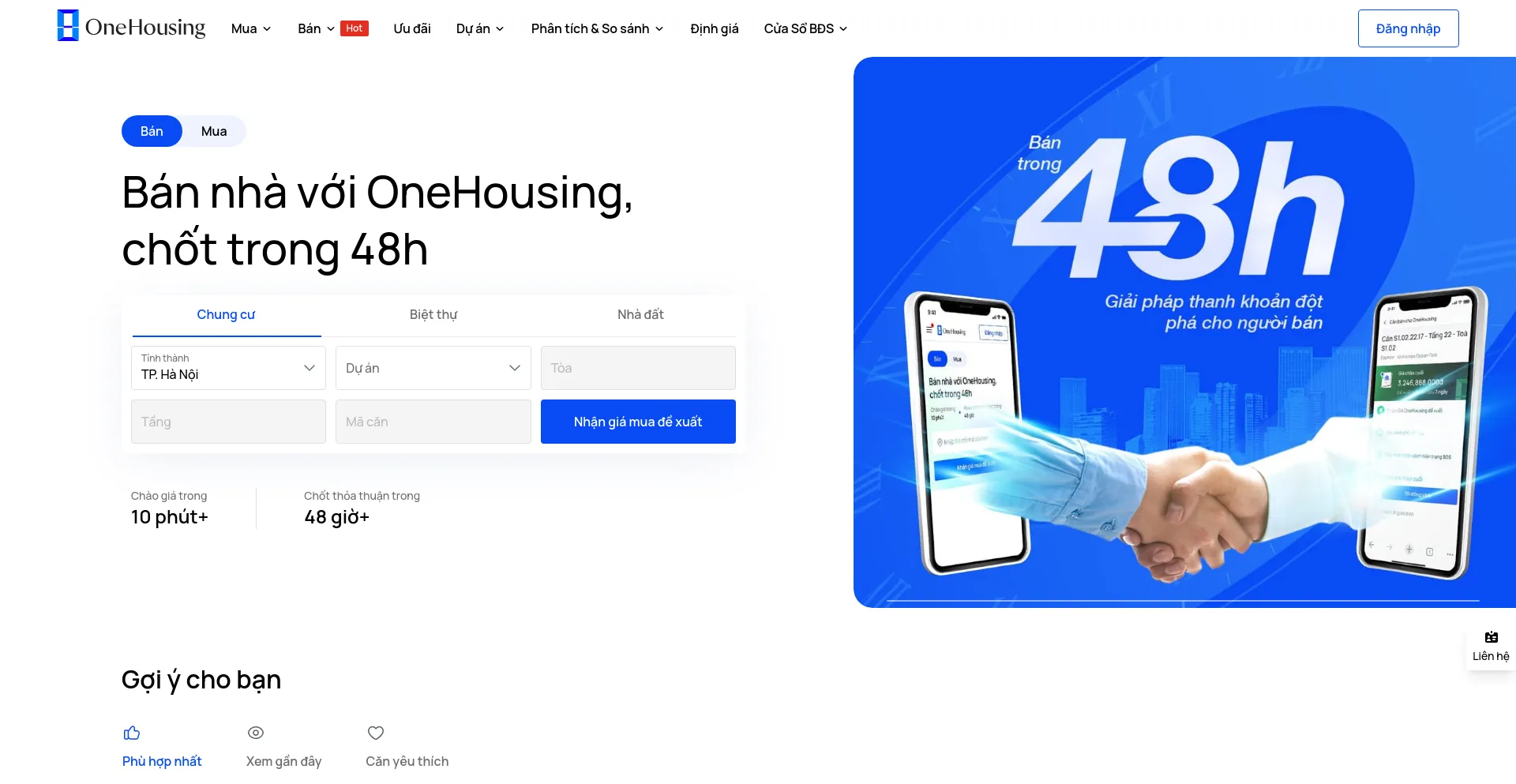 Screenshot of onehousing.vn homepage