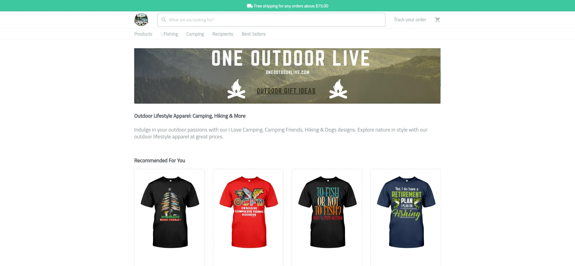 Screenshot of oneoutdoorlive.com homepage