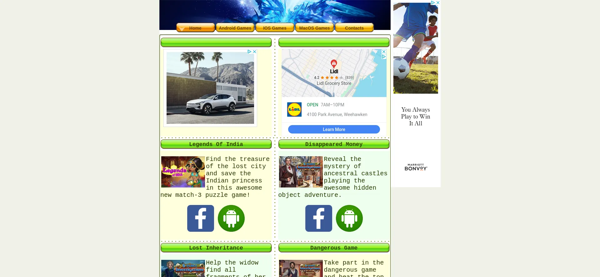 Screenshot of online-game-city.com homepage