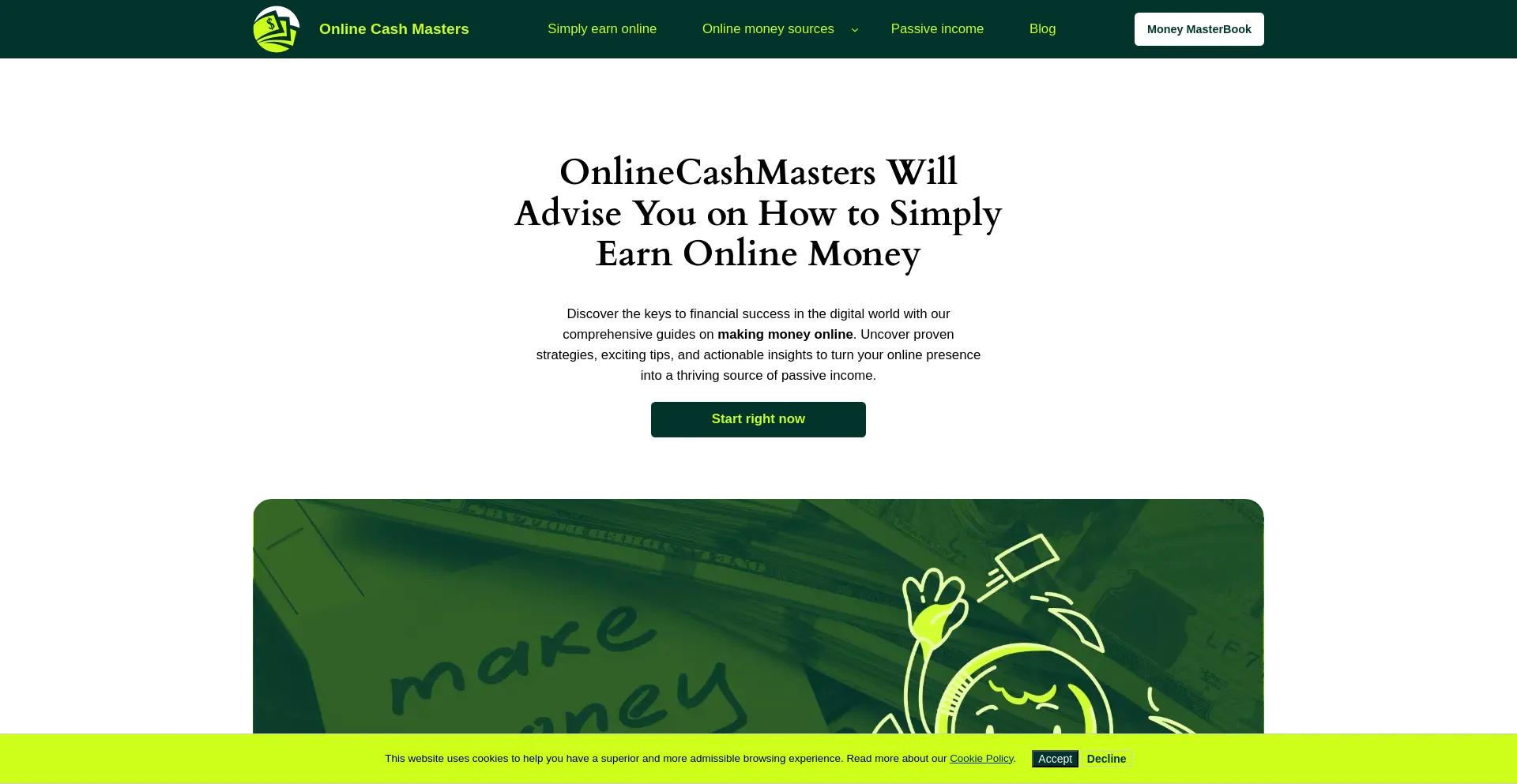 Screenshot of onlinecashmasters.com homepage