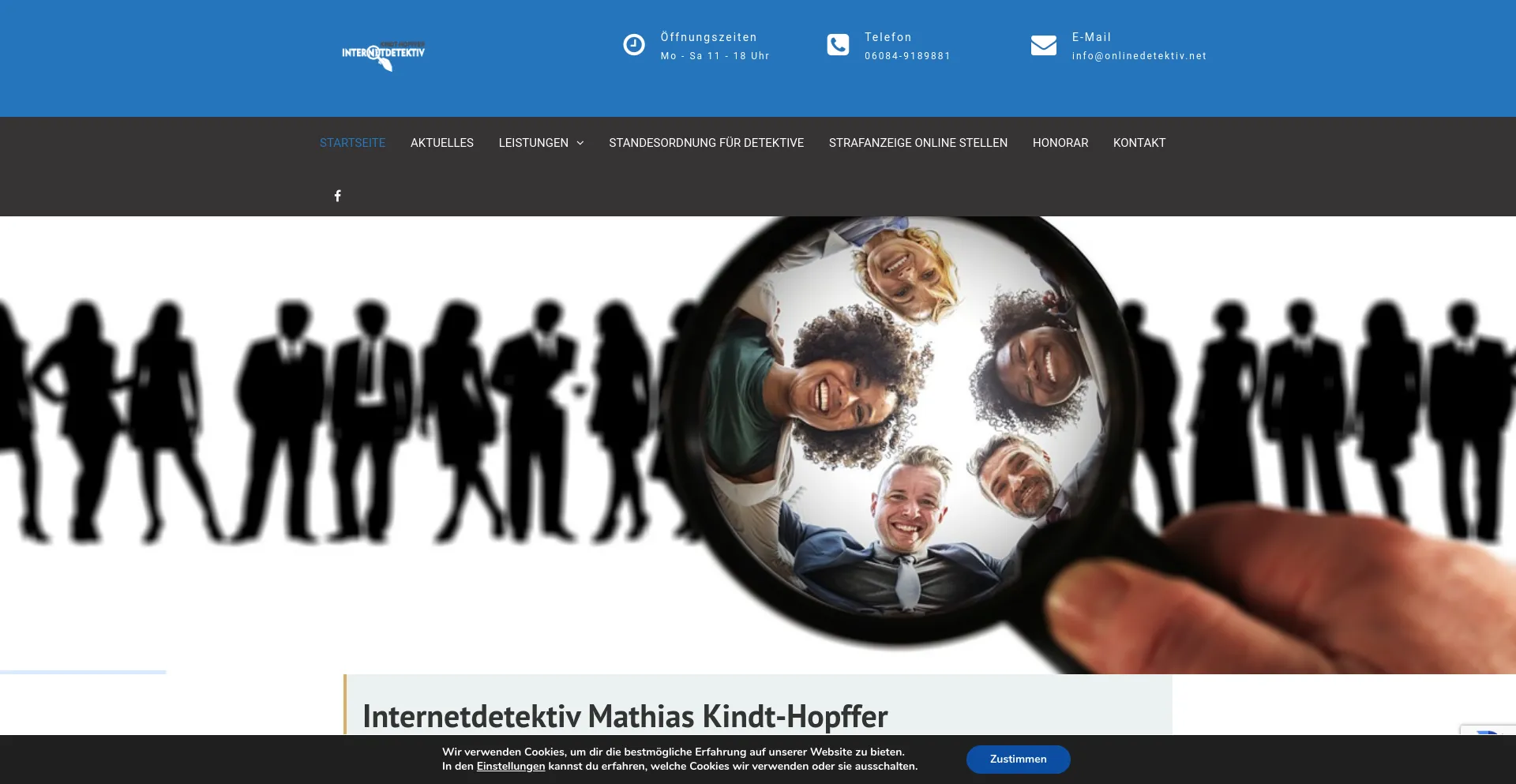 Screenshot of onlinedetektiv.net homepage