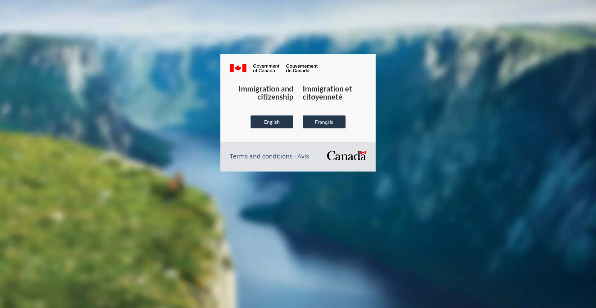 Screenshot of onlineservices-servicesenligne.cic.gc.ca homepage